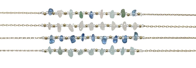 Chip Bead Pattern Gold Chain Anklet AK2425-G