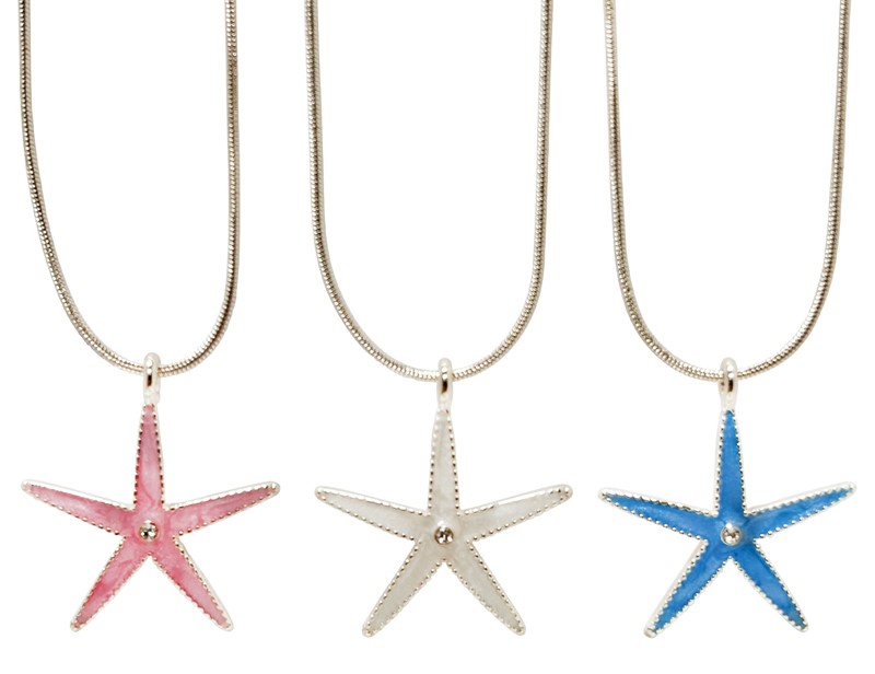 Enamel Starfish Pendant Snake Chain Necklace NK2721