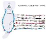 Color Cord W/Multi Bead and Shell Anklet Assorted