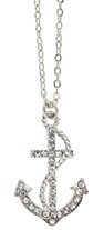 Rhinestone Anchor With Rope Silver Finished Chain Necklace