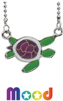 Sideways Sea Turtle Mood Necklace on Ball Chain