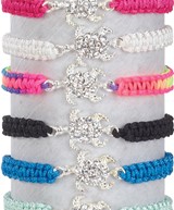 Crystal Turtle On Color Macrame Adjustable Slide-Knot Bracelet Assorted