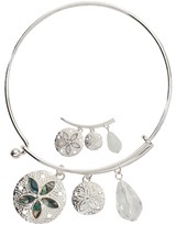 Sand Dollar with Abalone Mother of Pearl Charm Slide Bracelet Assorted