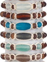 Antiqued Ceramic Glass Bead Adjustable Bracelet Assorted