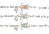 Silver Chain Seed Bead Anklet w/Turtle Assorted (B)