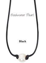 Freshwater Pearl Bead Necklace on Black Wax Cord