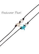 Stone Starfish Pendant w/Pearl Bead on Cord Anklet Assorted