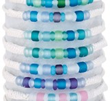 Glass Beads on White Cord Slide-Knot Adjustable Bracelet Assorted