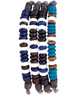 Bone Bead Pattern Adjustable Slide-Knot Leather Bracelet Assorted