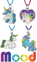 Unicorn & Heart Mood Pendant on Color Cord Necklace Assorted