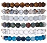6MM Stone Bead Adjustable Slide-Knot Bracelet (A) Assorted