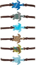 Resin Turtle Pendant on Wax Cord Slide-Knot Adjustable Bracelet Assorted
