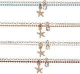 Gold Plated Starfish On Gold & Color Chain Assorted Anklet