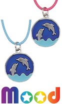 Jumping Dolphins On Color Cord Mood Necklace Assorted