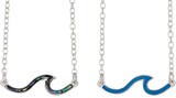 Abolone & Blue Enamel Open Wave Necklace Assorted