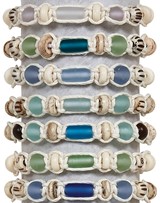 Macrame With Bone & Sea Glass Beads Adjustable Slide Knot Bracelet (C) Assorted
