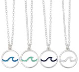 Circle With Enamel Open Wave Necklace Assorted