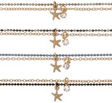 Gold Plated Starfish On Gold & Color Chain Assorted Necklace