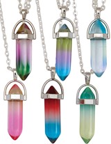 Color Crystal On Chain Necklace Assorted