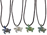Antiqued Turtle Pendant On Cord Necklace Assorted