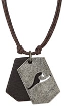 Dog Tag With Wave On Leather Back Necklace