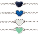 Silver Plated Enamel Heart Anklet Assorted