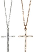 Cross Pendant With Crystal Inlay Necklace Assorted