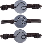 Wave Pendant On Leather Slide Knot Adjustable Bracelet Assorted
