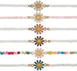 White Seed Bead With Daisy Pendant Necklace Assorted