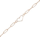 Paperclip Link With Heart Pendant Rose Gold Anklet