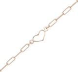Paperclip Link With Heart Pendant Rose Gold Anklet