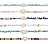 Seed Bead With Gold Beads And Freshwater Pearl Anklet Assorted