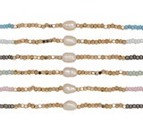 Seed Bead With Gold Beads And Freshwater Pearl Anklet Assorted