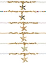 Seed Bead With Gold Starfish Pendant Necklace Assorted
