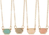 Hexagonal Druze Pendant On Gold Chain Necklace Assorted