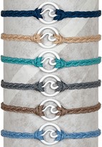 Mini White Wave On Braid Cord Adjustable Slide Knot Bracelet Assorted