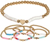 Gold Bead & Gold Heart With Fimo Stretch Bracelet Assorted