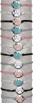 Pastel Paw On Color Cord Adjustable Slide Knot Bracelet Assorted