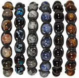 8MM Stone on Wax Cord Adjustable Slide Knot Bracelet Assorted