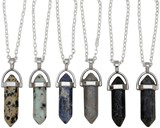 Crystal Point Pendant Necklace on Silver Chain (A) Assorted