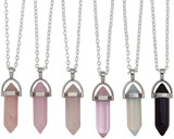 Crystal Point Pendant Necklace on Silver Chain (B) Assorted