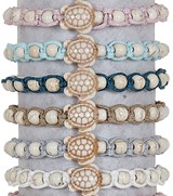 Howlite Stone Turtle & Beads Adjustable Slide-Knot Bracelet (B) Assorted