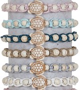 Howlite Stone Turtle & Beads Adjustable Slide-Knot Bracelet (B) Assorted