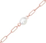 Rose Gold Paper Clip Chain With Pearl Anklet