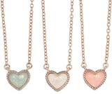Pastel Enamel Heart Pendant On Rose God Chain Necklace Assorted