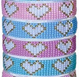 3 Heart Seed Bead Adjustable Slide Knot Bracelet (B) Assorted