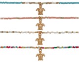 Seed Bead With Mini Gold Turtle Assorted Anklet