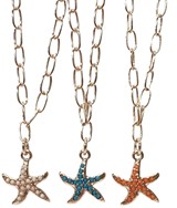 Mini Rose Gold Paper Clip Chain With Starfish Pendant Necklace Assorted