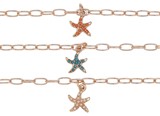 Mini Rose Gold Paper Clip Chain With Starfish Pendant Anklet Assorted
