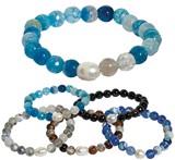 8MM Stone Bead With Freshwater Pearl Stretch Bracelet (C) Assorted